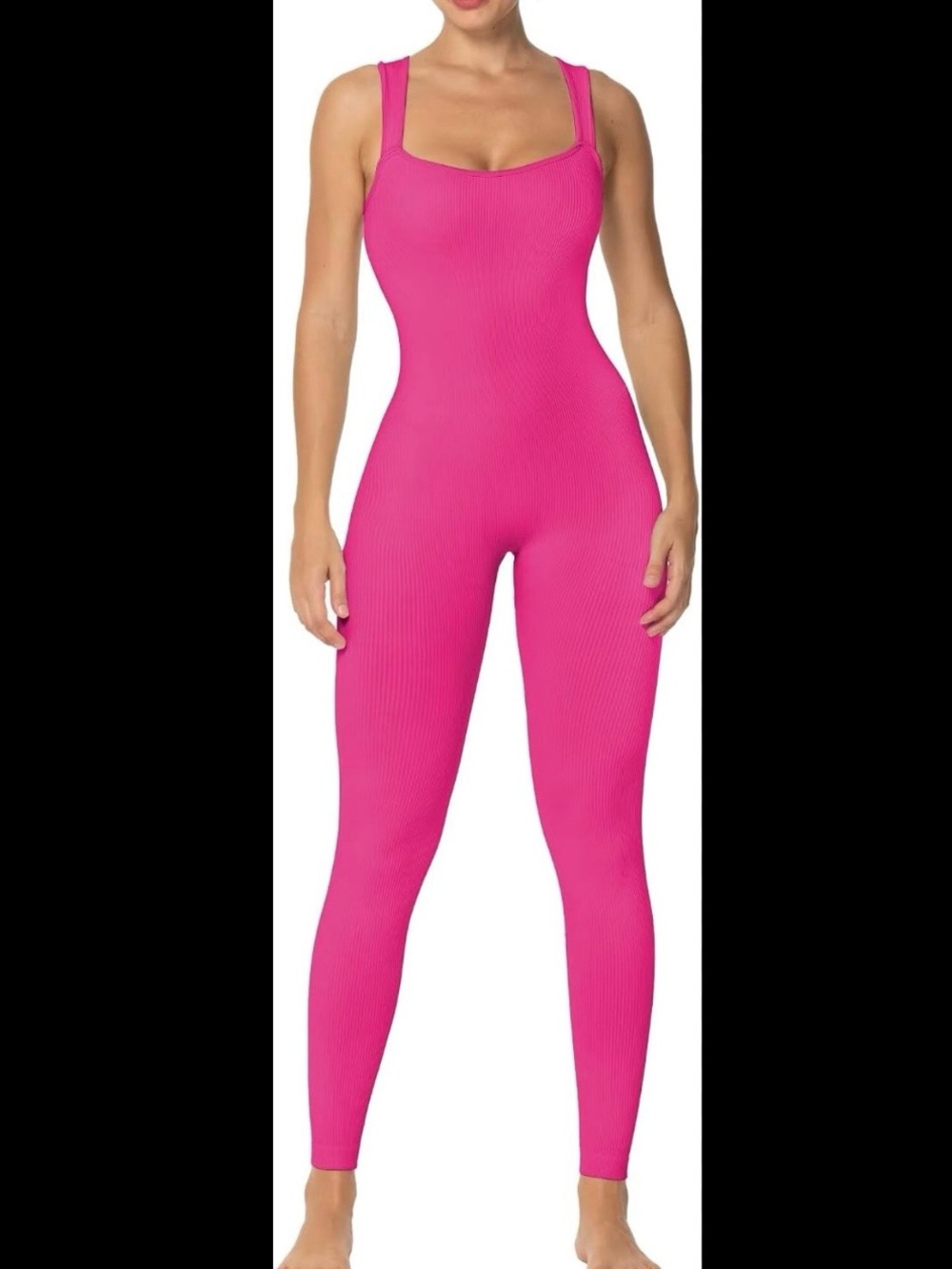 Sculpting Ribbed Pink Jumpsuit - Slim Fit Women's One-Piece